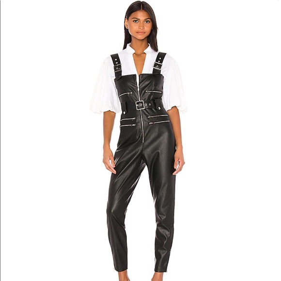 WeWoreWhat Pants - WeWoreWhat Vegan Leather Overalls Size M NWT